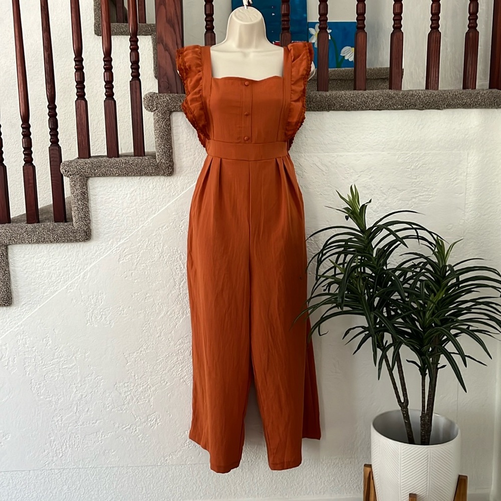 NO TAG Women’s Terracotta S/M Loose Fitting Midi Jumpsuit EUC